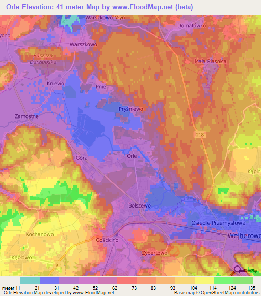 Orle,Poland Elevation Map