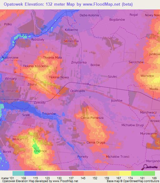 Opatowek,Poland Elevation Map