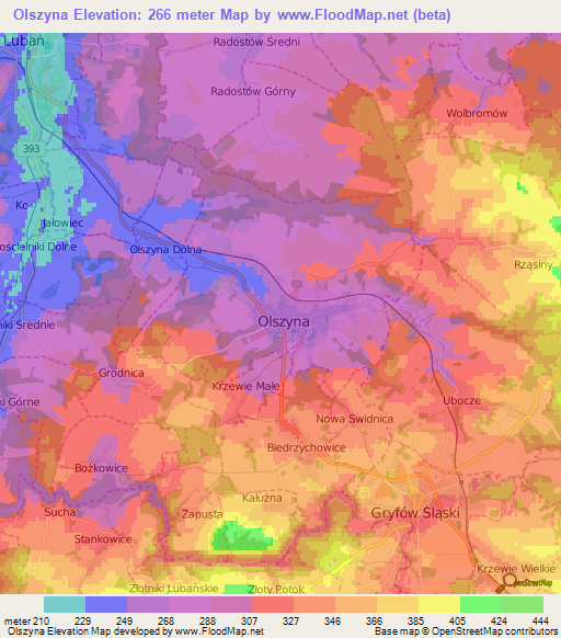 Olszyna,Poland Elevation Map