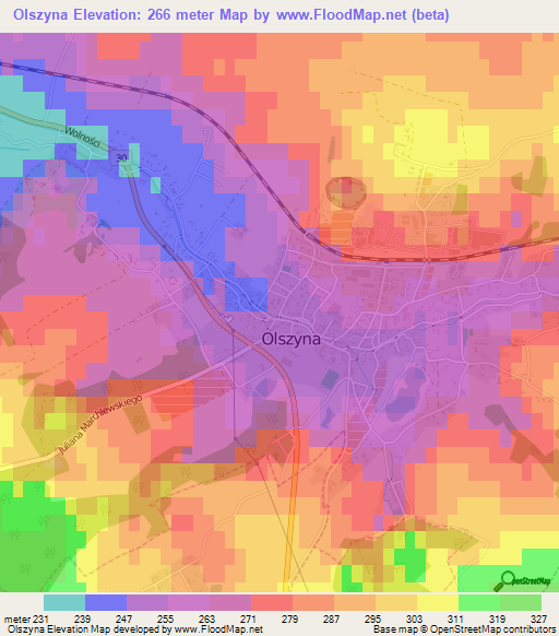 Olszyna,Poland Elevation Map