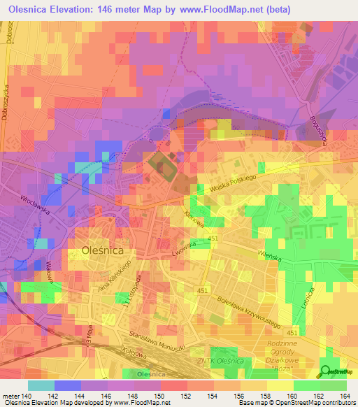 Olesnica,Poland Elevation Map