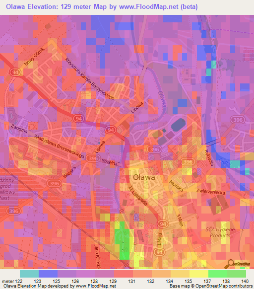 Olawa,Poland Elevation Map