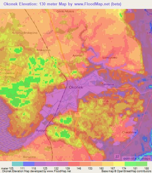 Okonek,Poland Elevation Map