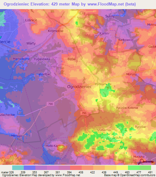 Ogrodzieniec,Poland Elevation Map