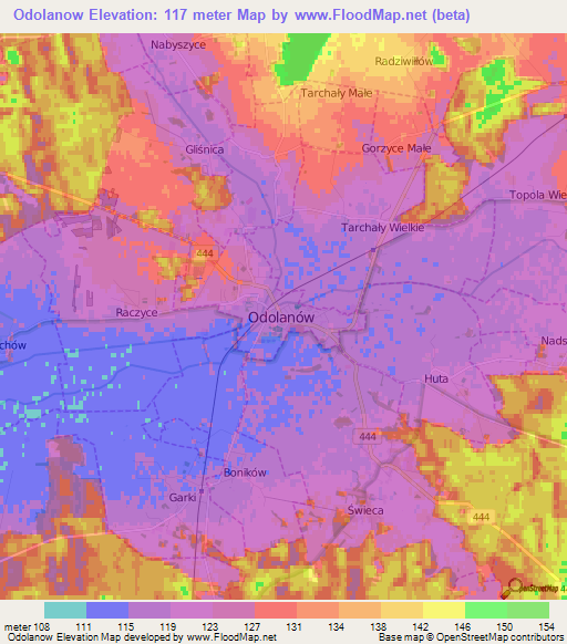 Odolanow,Poland Elevation Map