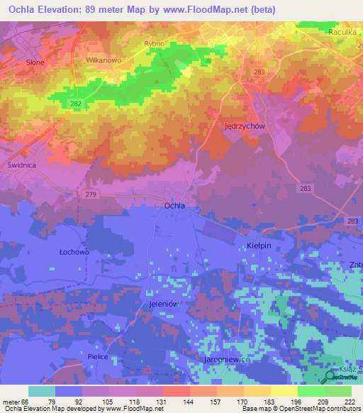 Ochla,Poland Elevation Map