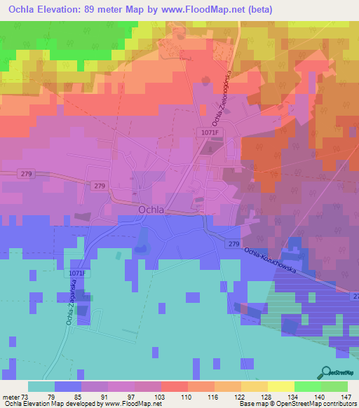 Ochla,Poland Elevation Map