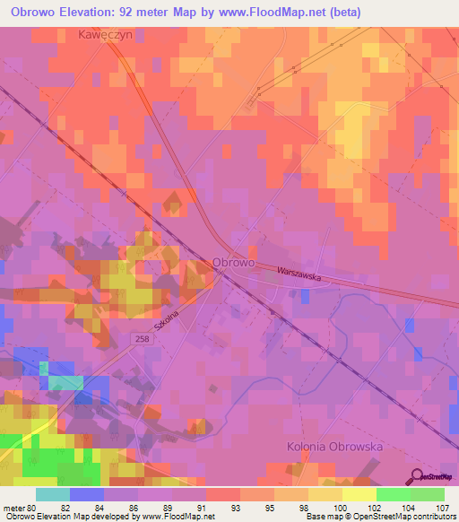 Obrowo,Poland Elevation Map
