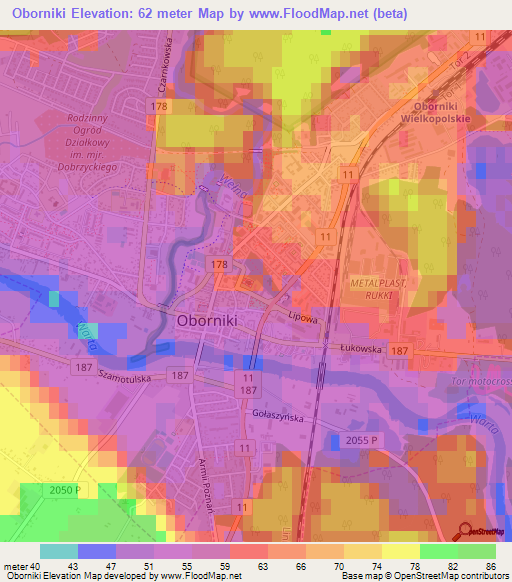 Oborniki,Poland Elevation Map