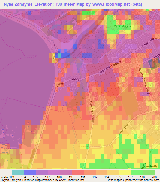 Nysa Zamlynie,Poland Elevation Map