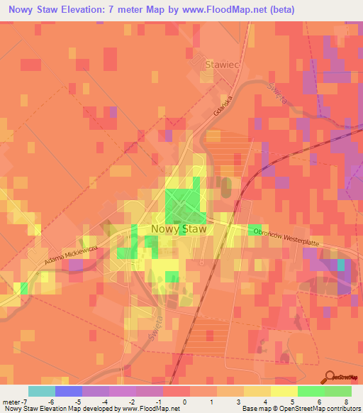 Nowy Staw,Poland Elevation Map