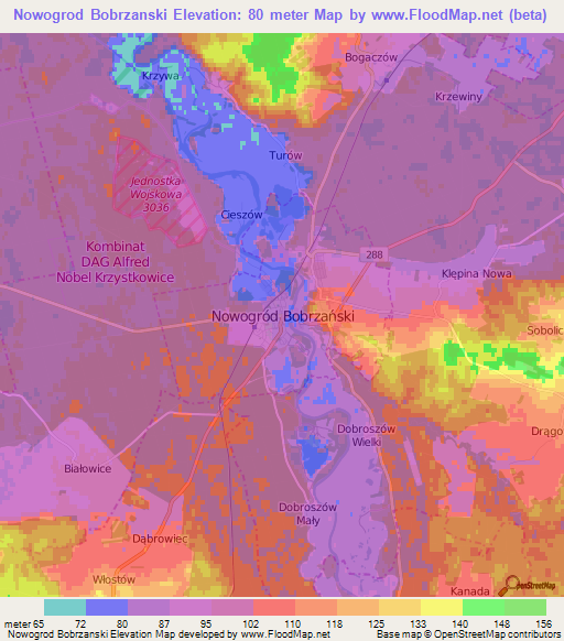 Nowogrod Bobrzanski,Poland Elevation Map