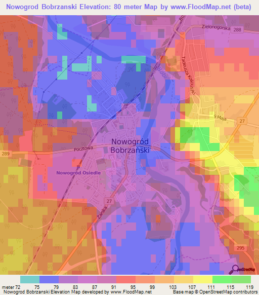 Nowogrod Bobrzanski,Poland Elevation Map