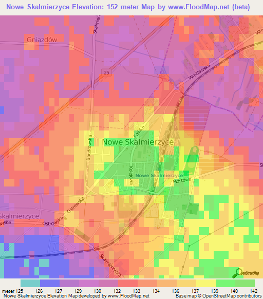 Nowe Skalmierzyce,Poland Elevation Map
