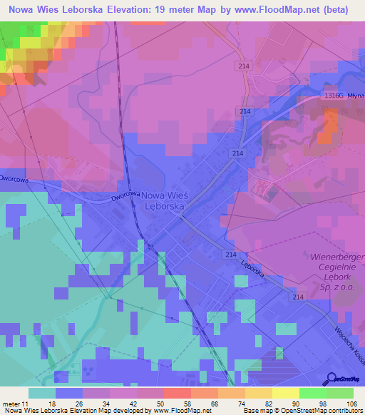 Nowa Wies Leborska,Poland Elevation Map