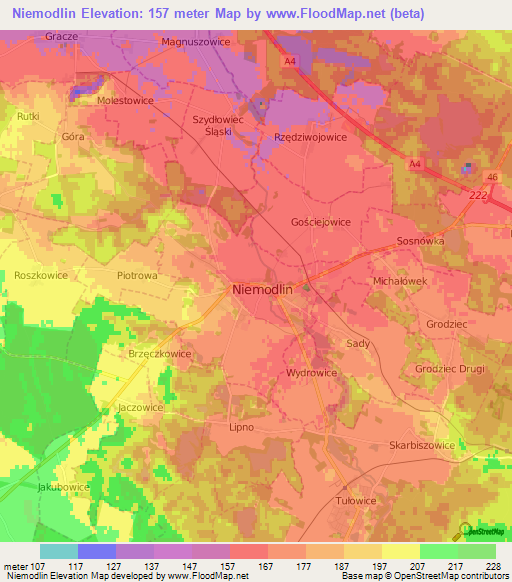 Niemodlin,Poland Elevation Map