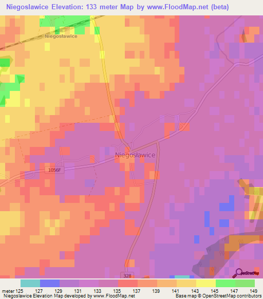 Niegoslawice,Poland Elevation Map