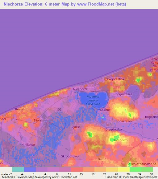 Niechorze,Poland Elevation Map