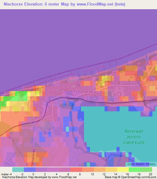 Niechorze,Poland Elevation Map