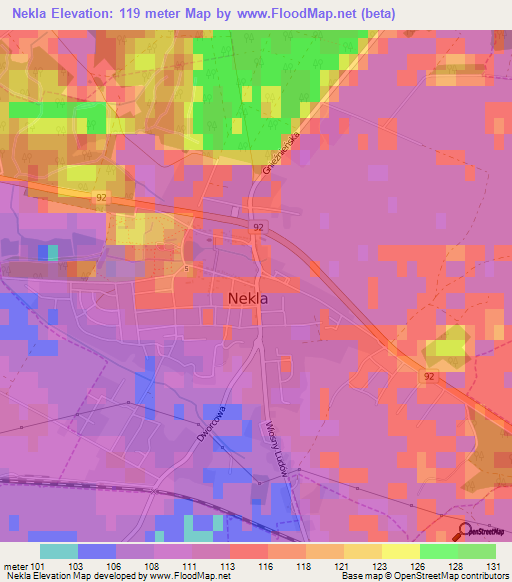 Nekla,Poland Elevation Map