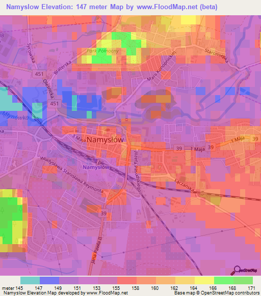 Namyslow,Poland Elevation Map