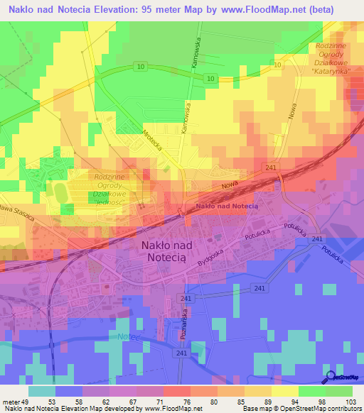 Naklo nad Notecia,Poland Elevation Map