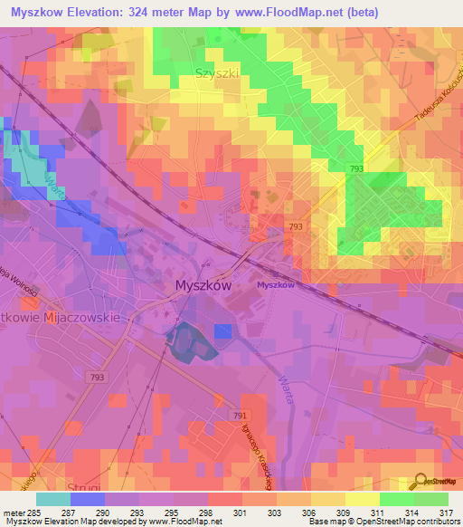 Myszkow,Poland Elevation Map