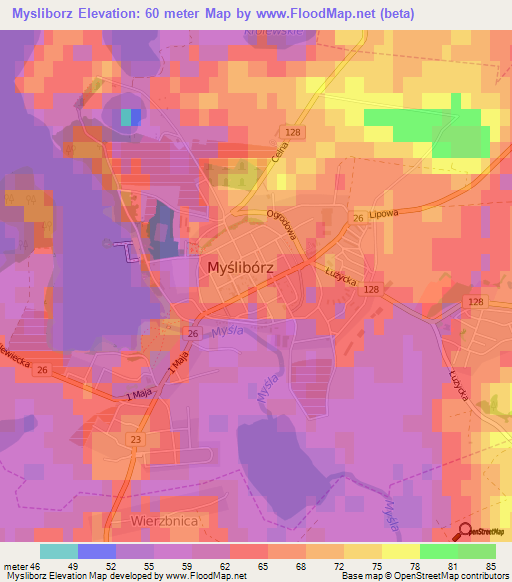 Mysliborz,Poland Elevation Map