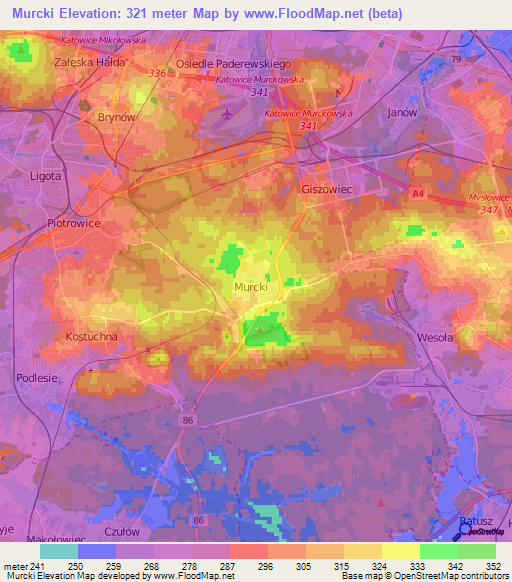 Murcki,Poland Elevation Map