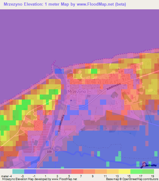 Mrzezyno,Poland Elevation Map
