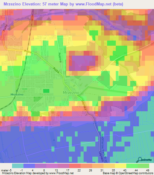 Mrzezino,Poland Elevation Map