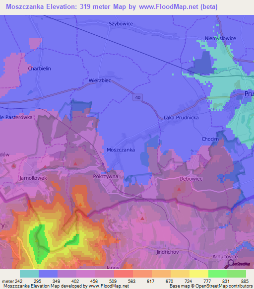 Moszczanka,Poland Elevation Map