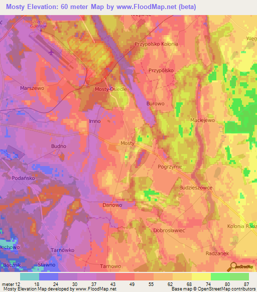Mosty,Poland Elevation Map