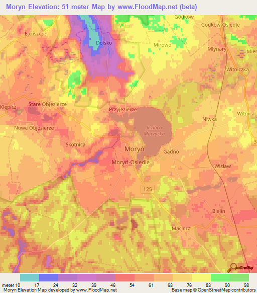Moryn,Poland Elevation Map