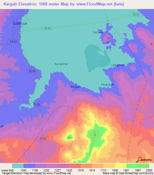 Kargali,Turkey Elevation Map