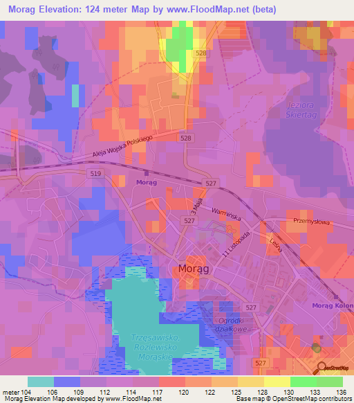 Morag,Poland Elevation Map
