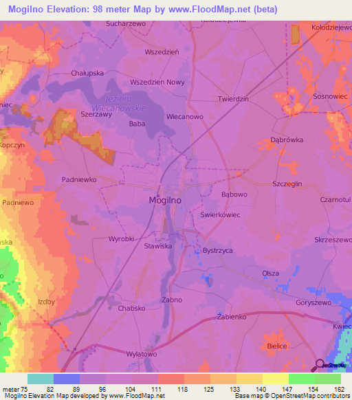 Mogilno,Poland Elevation Map