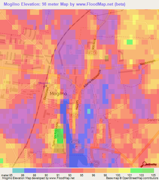 Mogilno,Poland Elevation Map