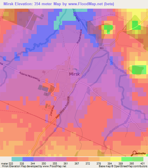 Mirsk,Poland Elevation Map