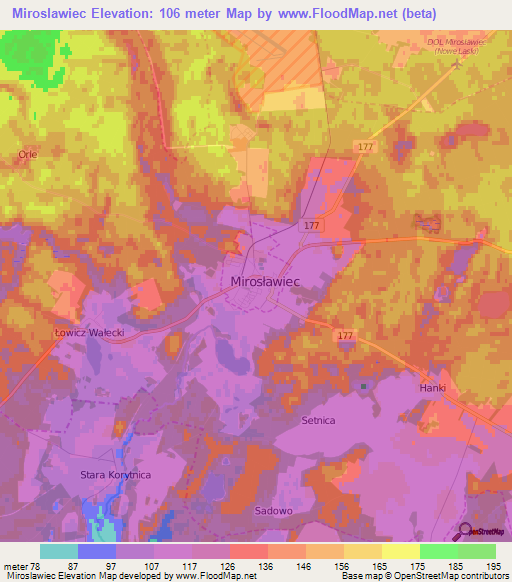 Miroslawiec,Poland Elevation Map