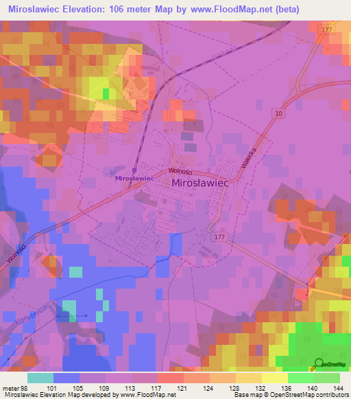Miroslawiec,Poland Elevation Map