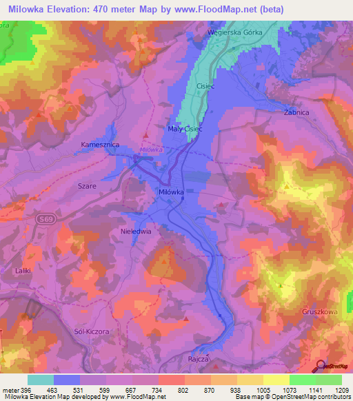 Milowka,Poland Elevation Map