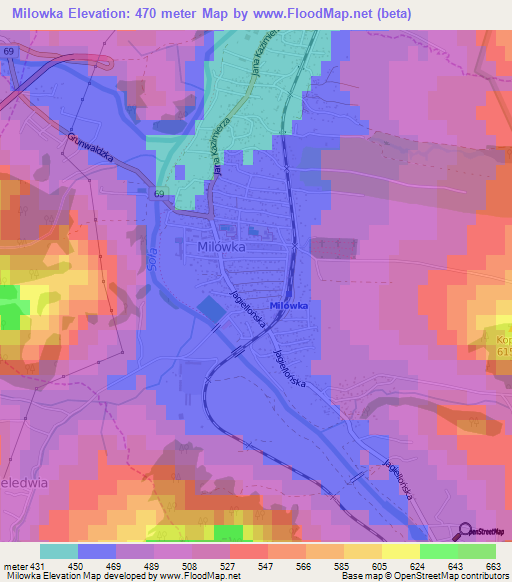 Milowka,Poland Elevation Map