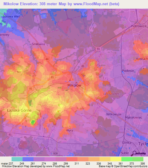 Mikolow,Poland Elevation Map
