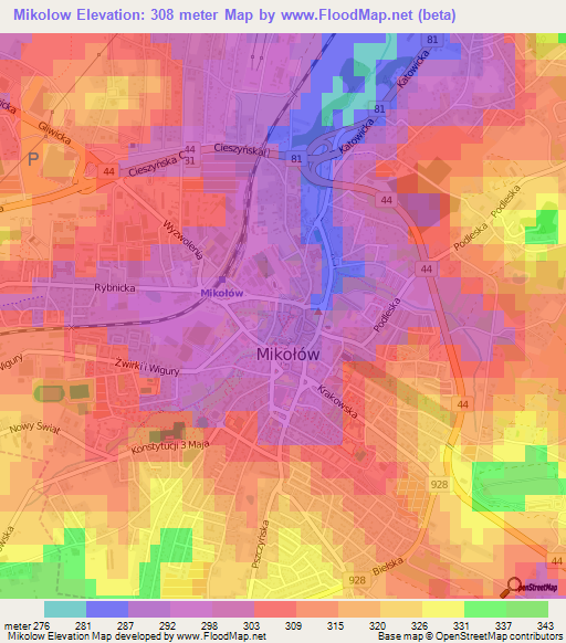 Mikolow,Poland Elevation Map