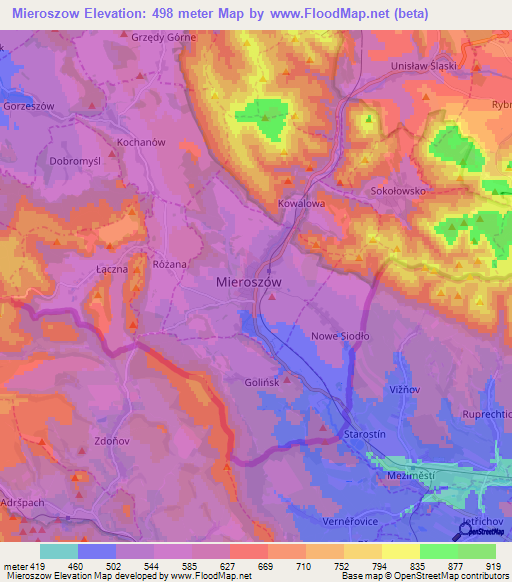 Mieroszow,Poland Elevation Map