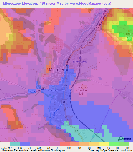 Mieroszow,Poland Elevation Map