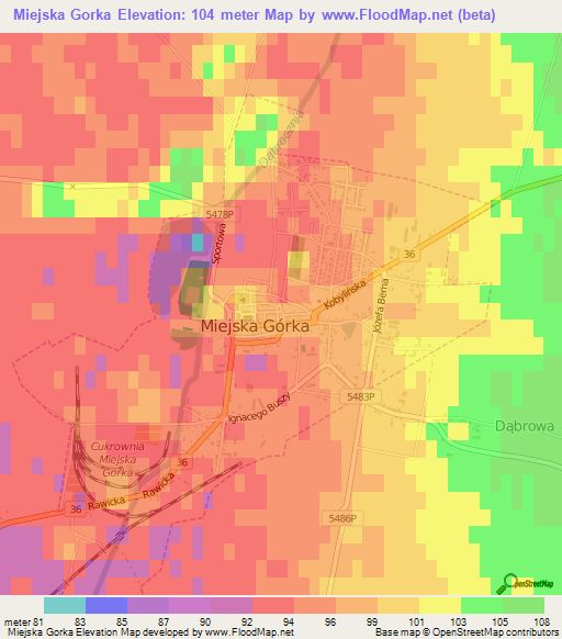 Miejska Gorka,Poland Elevation Map