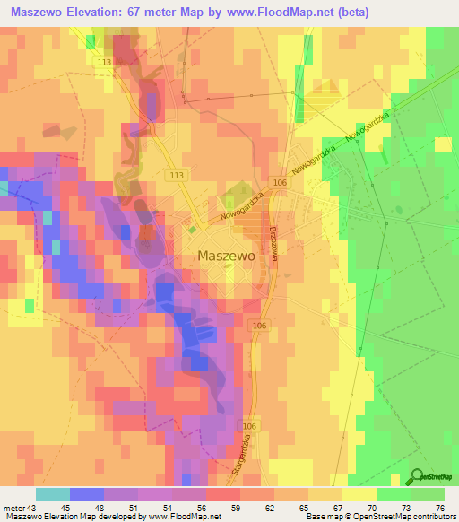 Maszewo,Poland Elevation Map