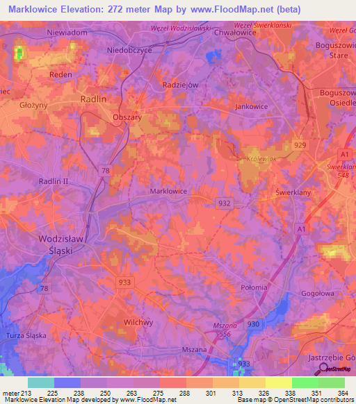 Marklowice,Poland Elevation Map